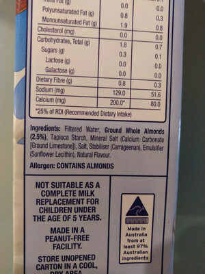 Almond Breeze Almond Milk - Ingredients - en