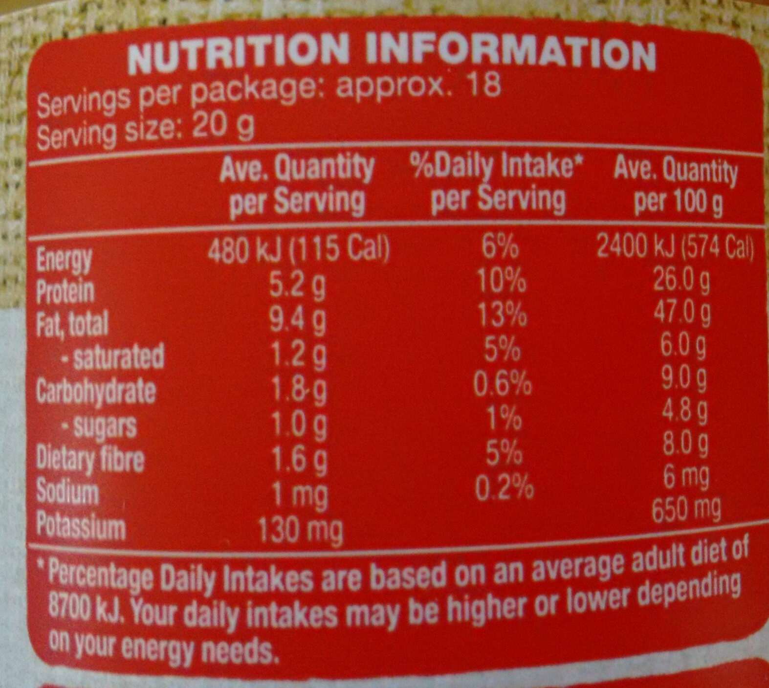 Crunchy peanut butter - Nutrition facts - en