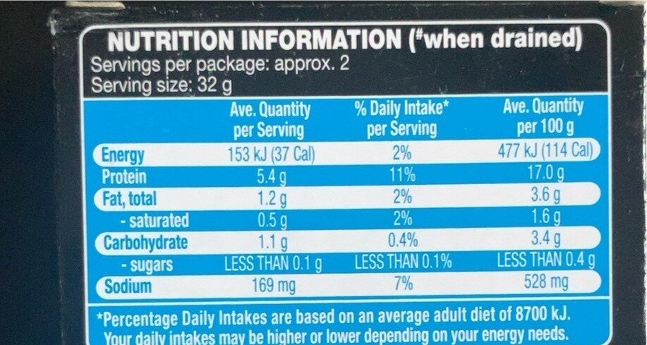 Oysters in springwater - Nutrition facts - en