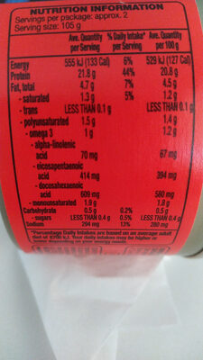 Wild Pacific Salmon Premium Red - Nutrition facts