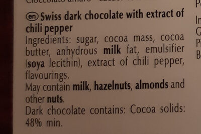Excellence Dark Chilli - Ingredients - en