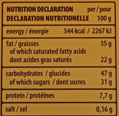 Dark Hazelnut - Loacker - Nutrition facts