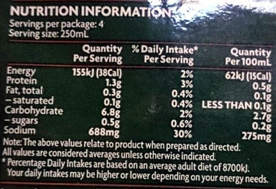 Chicken Noodle Soup Dried Soup Mix - Nutrition facts