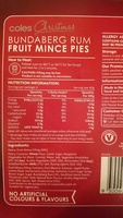 Coles Bundaberg Rum Fruit Mince Pies - Ingredients - en
