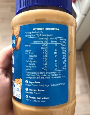 Smooth Peanut butter - Nutrition facts