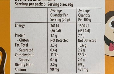 Messy Monkeys Burger Flavour whole grain bites - Nutrition facts - en