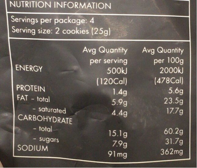 Milk Choc Chunk Cookie Bites - Nutrition facts - en