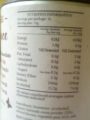 drinking chocolate - Nutrition facts - en