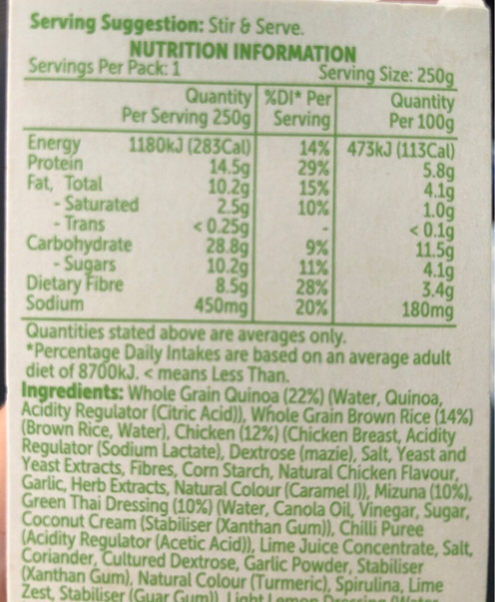 Chicken quinoa salad - Nutrition facts - en