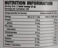Acetyl L-Carnitine - Nutrition facts - en
