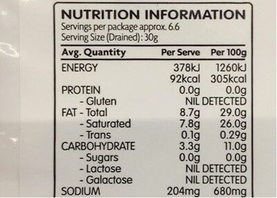 Feta dairy free - Nutrition facts