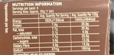 Protein Whole Seed Bars with Sunflower & Pumpkin Seeds - Nutrition facts