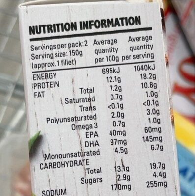 Australian Hoki Sourdough crumb - Nutrition facts - en